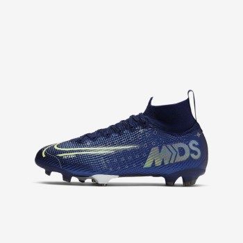 Nike Jr. Mercurial Superfly 7 Elite MDS FG - Nagyobb Gyerek Focicipő - Kék/Fehér/Fekete/Metal Titán